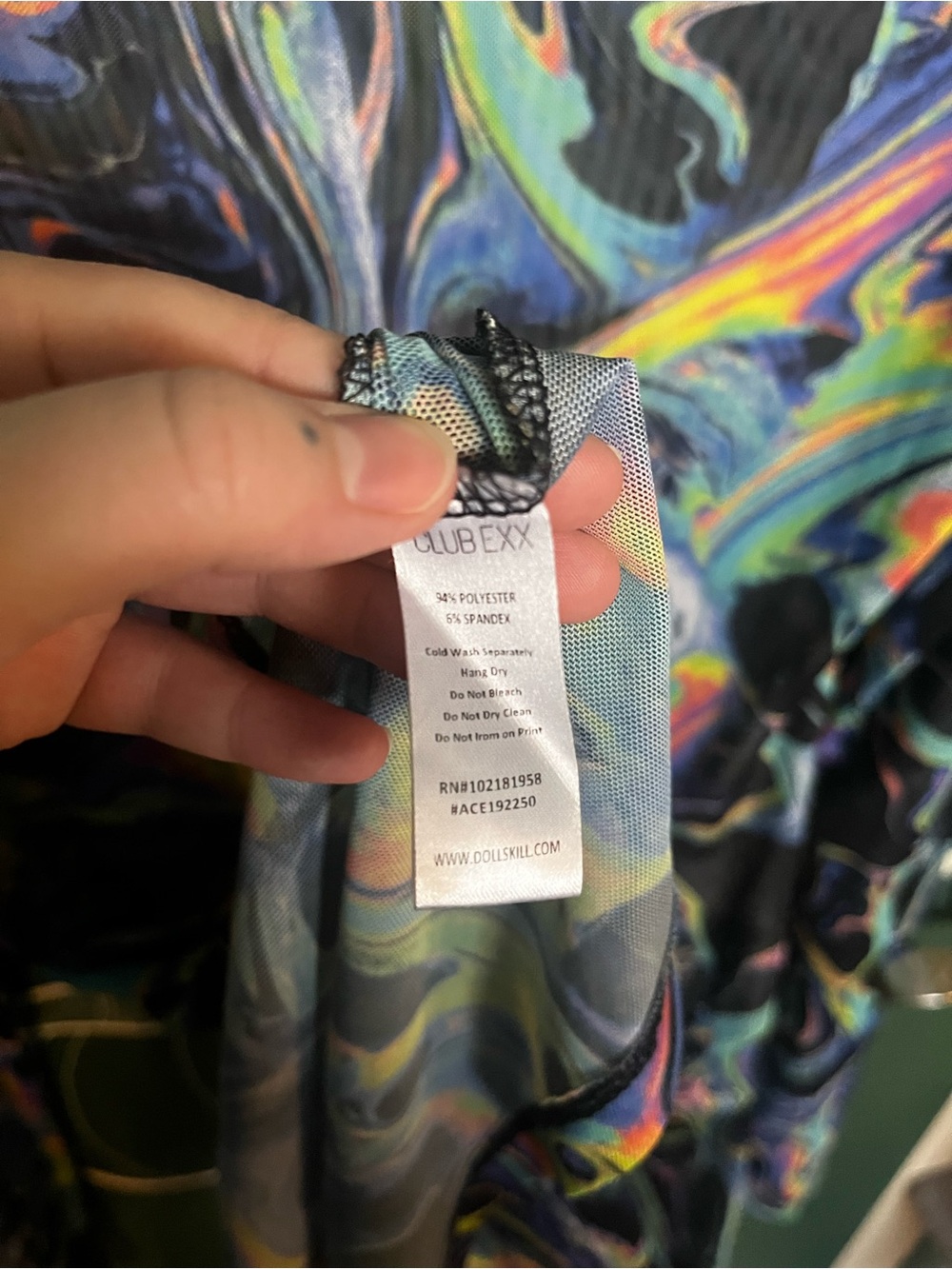 ๐๐ Club Exx - Long Sleeve Psychedelic Swirl Top ๐๐ - Picture 4 of 4